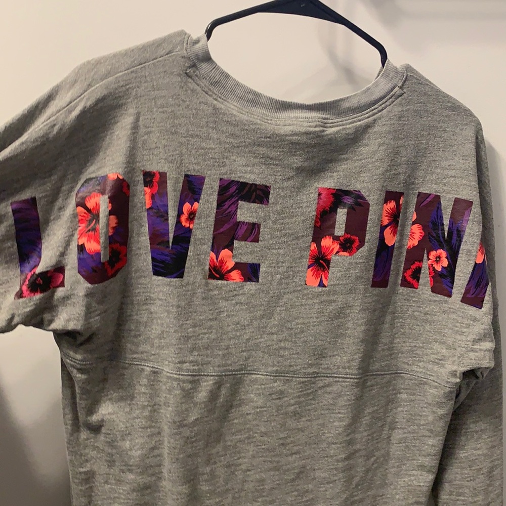 Pink by Victorias Secret long sleeve grey tee